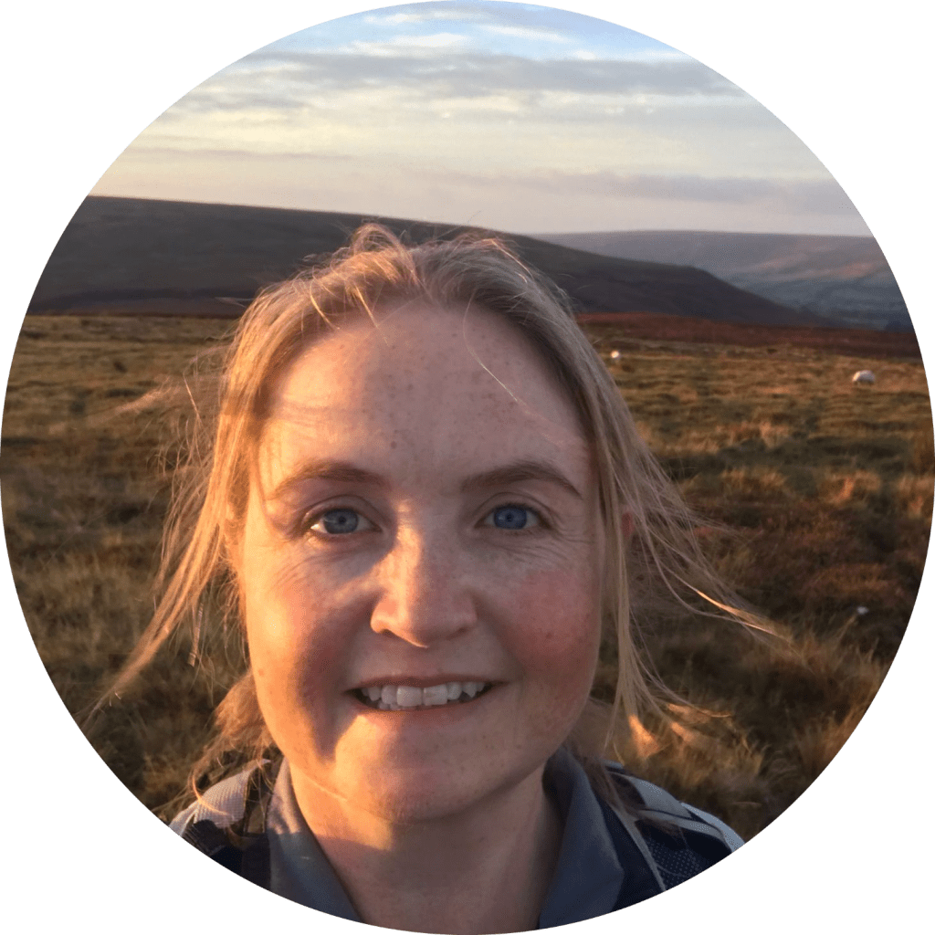 Photo of Sarah Marsay with moors in the background.